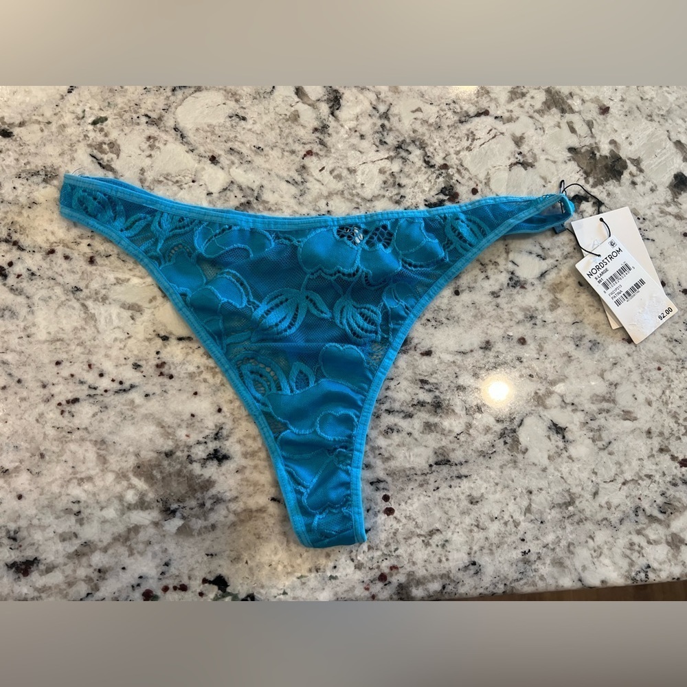 Suzy Black Blue Lace Thong- Size XL